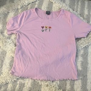 Pink flower long fit shirt
